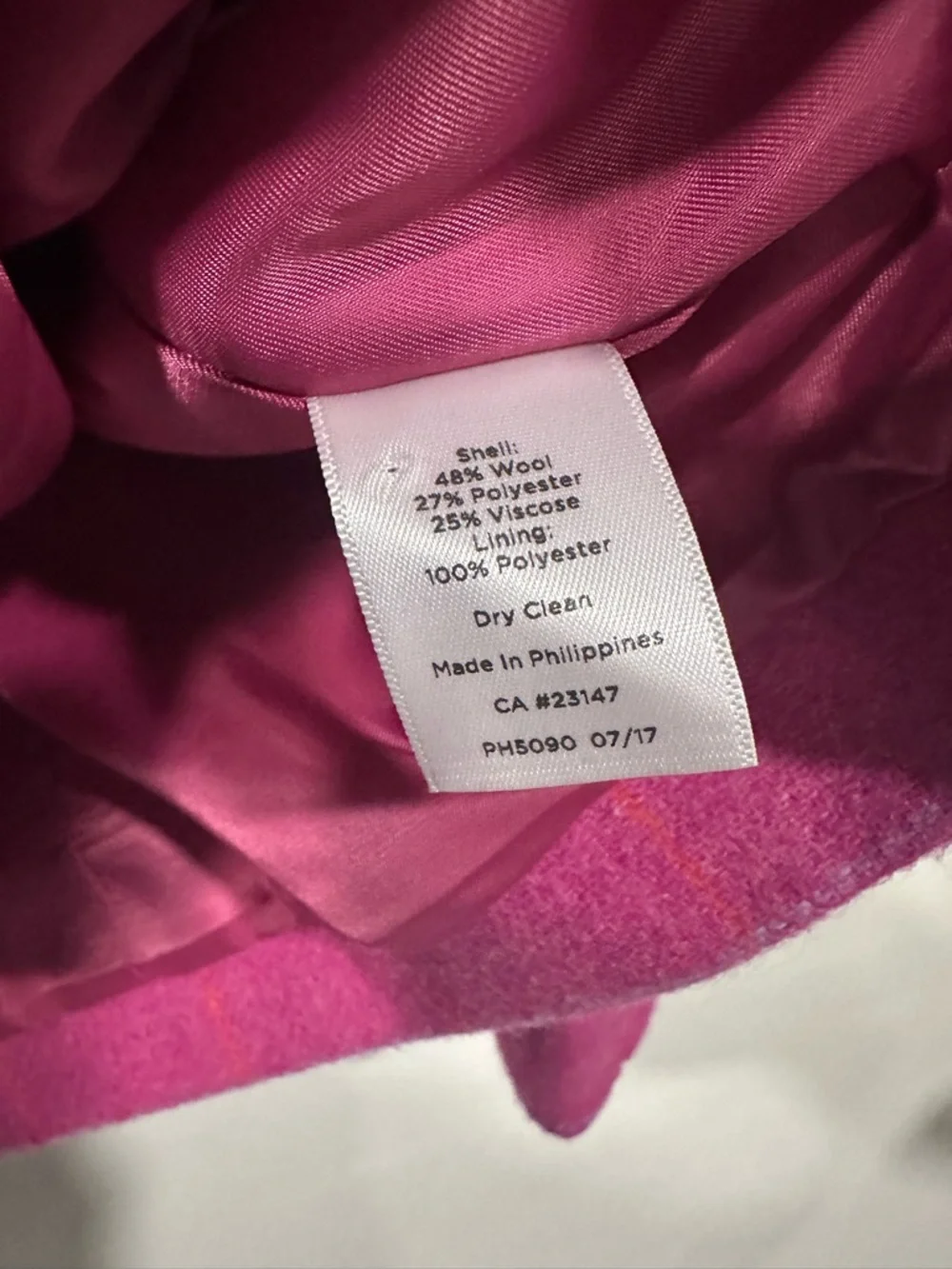 Talbots Wool Jacket Blazer size 18 Pink Plaid Button Up Peplum Ruffle Trim